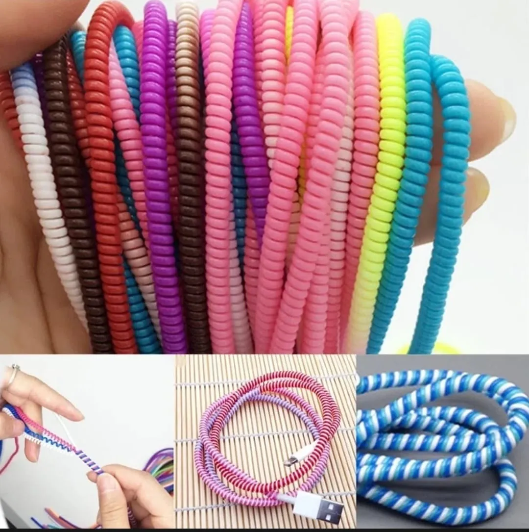 Cable Protector Spiral Sleeve for Charging Cables and Earphones - Durable PU 1.75m